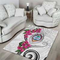 Guam Chamorro Area Rug Curves Polynesian Tattoo Mix Bougainvillea