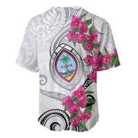 Guam Chamorro Baseball Jersey Curves Polynesian Tattoo Mix Bougainvillea