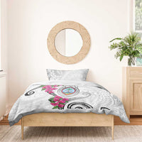 Guam Chamorro Bedding Set Curves Polynesian Tattoo Mix Bougainvillea