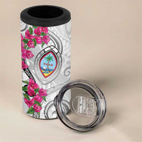 Guam Chamorro 4 in 1 Can Cooler Tumbler Curves Polynesian Tattoo Mix Bougainvillea