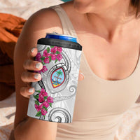 Guam Chamorro 4 in 1 Can Cooler Tumbler Curves Polynesian Tattoo Mix Bougainvillea