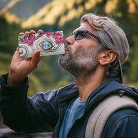 Guam Chamorro 4 in 1 Can Cooler Tumbler Curves Polynesian Tattoo Mix Bougainvillea