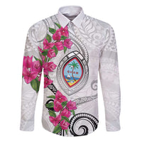 Guam Chamorro Family Matching Off Shoulder Maxi Dress and Hawaiian Shirt Curves Polynesian Tattoo Mix Bougainvillea