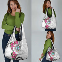 Guam Chamorro Grocery Bag Curves Polynesian Tattoo Mix Bougainvillea