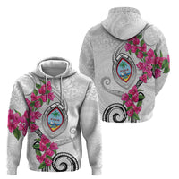 Guam Chamorro Hoodie Curves Polynesian Tattoo Mix Bougainvillea