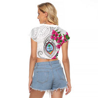 Guam Chamorro Raglan Cropped T Shirt Curves Polynesian Tattoo Mix Bougainvillea