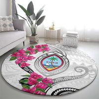 Guam Chamorro Round Carpet Curves Polynesian Tattoo Mix Bougainvillea