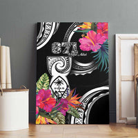 Hafa Adai Guam Canvas Wall Art Polynesian Tattoo Tropical Flowers