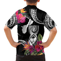 Hafa Adai Guam Family Matching Off Shoulder Maxi Dress and Hawaiian Shirt Polynesian Tattoo Tropical Flowers