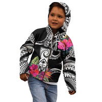 Hafa Adai Guam Kid Hoodie Polynesian Tattoo Tropical Flowers