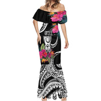 Hafa Adai Guam Mermaid Dress Polynesian Tattoo Tropical Flowers