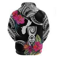 Hafa Adai Guam Zip Hoodie Polynesian Tattoo Tropical Flowers