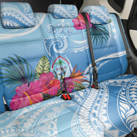 Hafa Adai Guam Back Car Seat Cover Tropical Flowers Blue Gradient