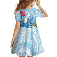 Hafa Adai Guam Family Matching Puletasi and Hawaiian Shirt Tropical Flowers Blue Gradient