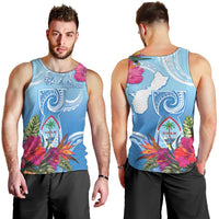 Hafa Adai Guam Men Tank Top Tropical Flowers Blue Gradient