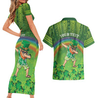 Personalised Hawaii Saint Patrick's Day Couples Matching Short Sleeve Bodycon Dress and Hawaiian Shirt Let's Get Fit Shaced