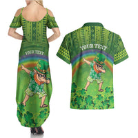 Personalised Hawaii Saint Patrick's Day Couples Matching Summer Maxi Dress and Hawaiian Shirt Let's Get Fit Shaced