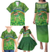 Personalised Hawaii Saint Patrick's Day Family Matching Puletasi and Hawaiian Shirt Let's Get Fit Shaced