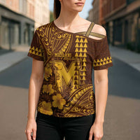 Personalised Hawaii Mililani High School Cross Shoulder Shirt Tribal Tattoo With Hibiscus Flowers LT05 - Polynesian Pride