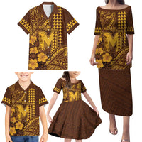 Personalised Hawaii Mililani High School Family Matching Puletasi and Hawaiian Shirt Tribal Tattoo With Hibiscus Flowers