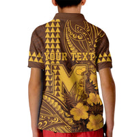 Personalised Hawaii Mililani High School Kid Polo Shirt Tribal Tattoo With Hibiscus Flowers