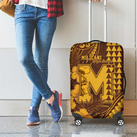 Hawaii Mililani High School Luggage Cover Tribal Tattoo With Hibiscus Flowers