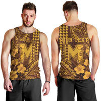 Personalised Hawaii Mililani High School Men Tank Top Tribal Tattoo With Hibiscus Flowers