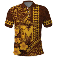 Personalised Hawaii Mililani High School Polo Shirt Tribal Tattoo With Hibiscus Flowers