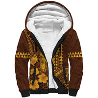 Personalised Hawaii Mililani High School Sherpa Hoodie Tribal Tattoo With Hibiscus Flowers