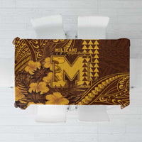 Hawaii Mililani High School Tablecloth Tribal Tattoo With Hibiscus Flowers LT05 Brown - Polynesian Pride