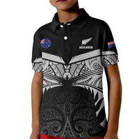 Custom New Zealand Cricket Kid Polo Shirt Go Champions World Cup 2024 With Maori Pattern LT05 Kid Black - Polynesian Pride