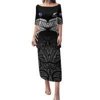 Custom New Zealand Cricket Puletasi Go Champions World Cup 2024 With Maori Pattern LT05 Long Dress Black - Polynesian Pride