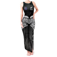 Custom New Zealand Cricket Tank Maxi Dress Go Champions World Cup 2024 With Maori Pattern LT05 Women Black - Polynesian Pride