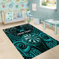 Personalised New Zealand Darts Area Rug Turquoise Dart Board Maori Pattern