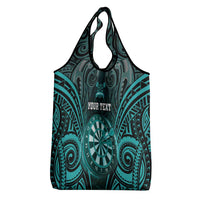 New Zealand Darts Personalised Grocery Bag Turquoise Dart Board Maori Pattern