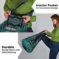 New Zealand Darts Personalised Grocery Bag Turquoise Dart Board Maori Pattern