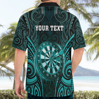 Personalised New Zealand Darts Hawaiian Shirt Turquoise Dart Board Maori Pattern LT05 - Polynesian Pride