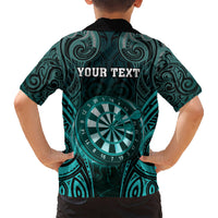 Personalised New Zealand Darts Hawaiian Shirt Turquoise Dart Board Maori Pattern LT05 - Polynesian Pride