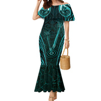 Personalised New Zealand Darts Mermaid Dress Turquoise Dart Board Maori Pattern LT05 Women Turquoise - Polynesian Pride