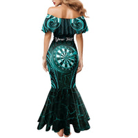 Personalised New Zealand Darts Mermaid Dress Turquoise Dart Board Maori Pattern LT05 - Polynesian Pride