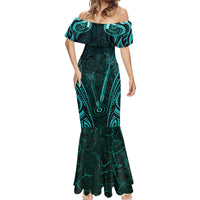 Personalised New Zealand Darts Mermaid Dress Turquoise Dart Board Maori Pattern LT05 - Polynesian Pride