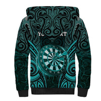 Personalised New Zealand Darts Sherpa Hoodie Turquoise Dart Board Maori Pattern LT05 - Polynesian Pride