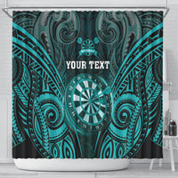 Personalised New Zealand Darts Shower Curtain Turquoise Dart Board Maori Pattern