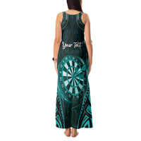Personalised New Zealand Darts Tank Maxi Dress Turquoise Dart Board Maori Pattern LT05 - Polynesian Pride