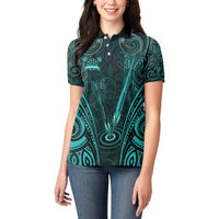 Personalised New Zealand Darts Women Polo Shirt Turquoise Dart Board Maori Pattern