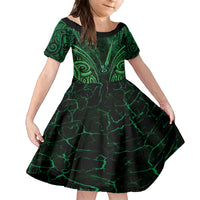 Personalised New Zealand Darts Family Matching Off Shoulder Short Dress and Hawaiian Shirt Green Dart Board Maori Pattern
