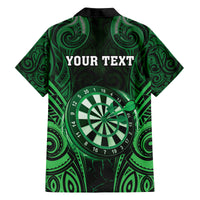Personalised New Zealand Darts Family Matching Off Shoulder Short Dress and Hawaiian Shirt Green Dart Board Maori Pattern