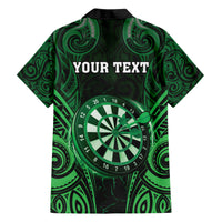 Personalised New Zealand Darts Family Matching Short Sleeve Bodycon Dress and Hawaiian Shirt Green Dart Board Maori Pattern