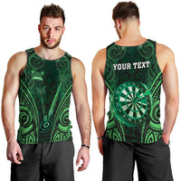 Personalised New Zealand Darts Men Tank Top Green Dart Board Maori Pattern