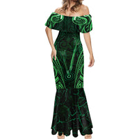 Personalised New Zealand Darts Mermaid Dress Green Dart Board Maori Pattern LT05 - Polynesian Pride